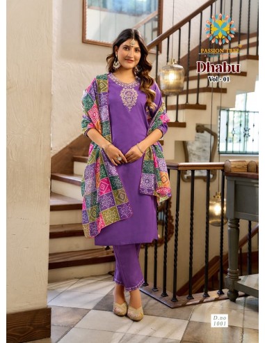 Salwar Kameez Dhabur – Tenue Indienne Confort & Style – XL au 3XL - Mauve  - 1