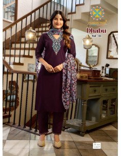 Salwar Kameez Dhabur – Tenue Indienne Confort & Style – XL au 3XL - Prune  - 1