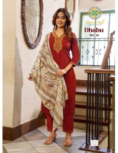 Salwar Kameez Dhabur – Tenue Indienne Confort & Style – XL au 3XL - Rouge  - 1