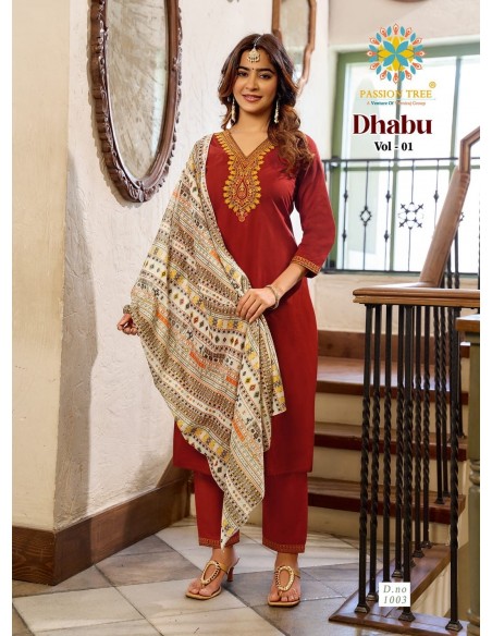 Salwar Kameez Dhabur – Tenue Indienne Confort & Style – XL au 3XL - orangé  - 1
