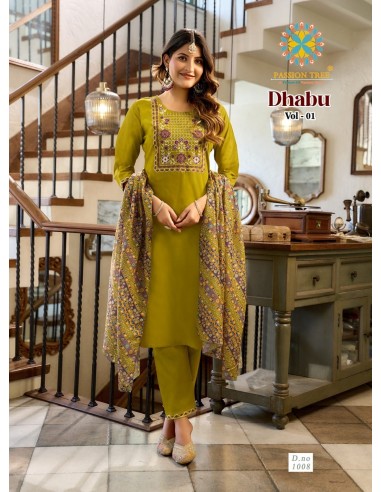 Salwar Kameez Dhabur – Tenue Indienne Confort & Style – XL au 3XL - Vert Kaki  - 1