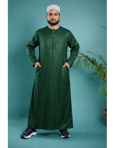 Qamis Émirati Homme - Élégance et Raffinement pour l'Aïd et la Prière Vert |Tailles 50 à 60  - 1