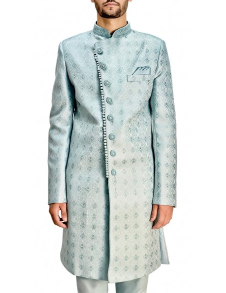 Sherwani homme haute gamme – Élégance Prestige - Bleu Clair  - 2