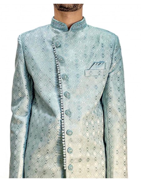 Sherwani homme haute gamme – Élégance Prestige - Bleu Clair  - 3
