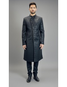 Sherwani homme haute gamme – Élégance Prestige - Noire  - 1