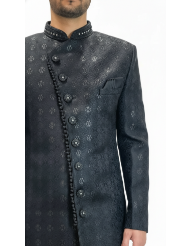 Sherwani homme haute gamme – Élégance Prestige - Noire  - 3