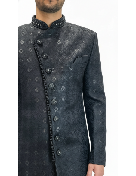 Sherwani homme haute gamme – Élégance Prestige - Noire  - 3