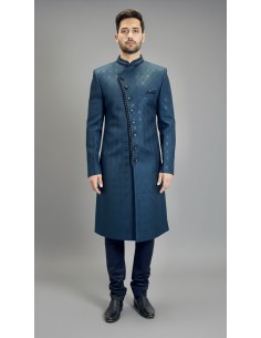 Sherwani homme haute gamme – Élégance Prestige - Bleu vert  - 1
