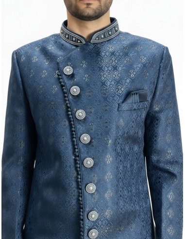 Sherwani homme haute gamme – Élégance Prestige - Bleu vert  - 2