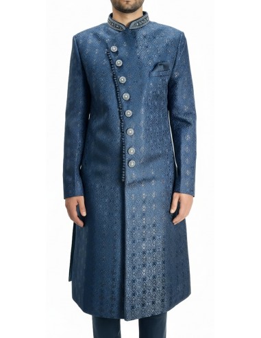 Sherwani homme haute gamme – Élégance Prestige - Bleu vert  - 3