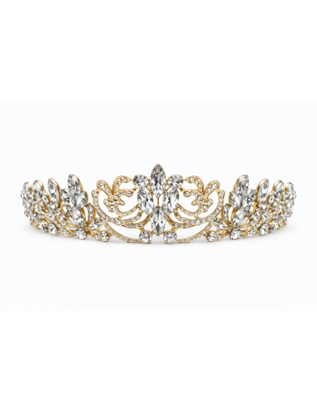 Diadème avec strass – Élégance discrète pour mariages et cérémonies - doré  - 1