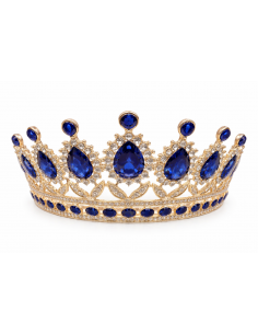 Diadème avec strass – Élégance discrète pour mariages et cérémonies - doré Bleu  - 1