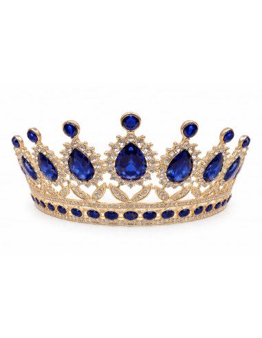 Diadème avec strass – Élégance discrète pour mariages et cérémonies - doré Bleu  - 1