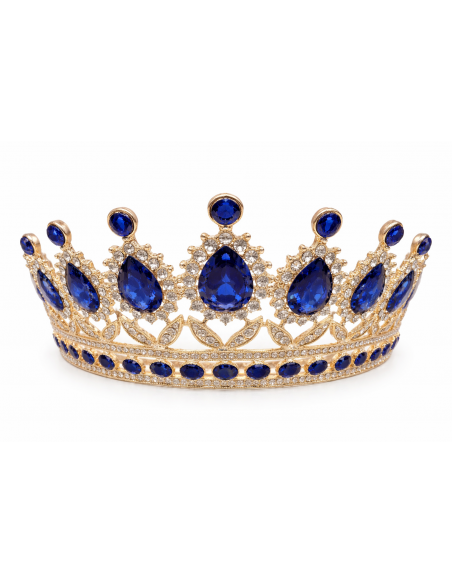 Diadème avec strass – Élégance discrète pour mariages et cérémonies - doré Bleu  - 1