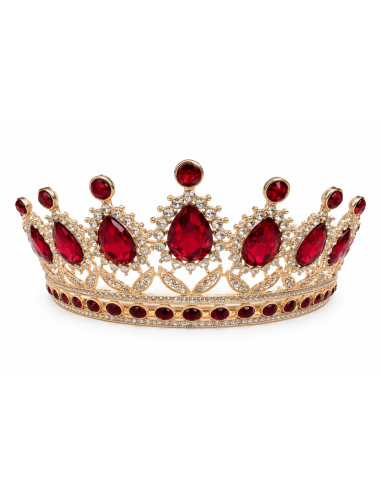 Diadème avec strass – Élégance discrète pour mariages et cérémonies - doré Rouge  - 1