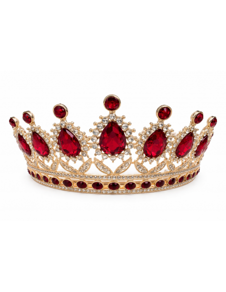 Diadème avec strass – Élégance discrète pour mariages et cérémonies - doré Rouge  - 1