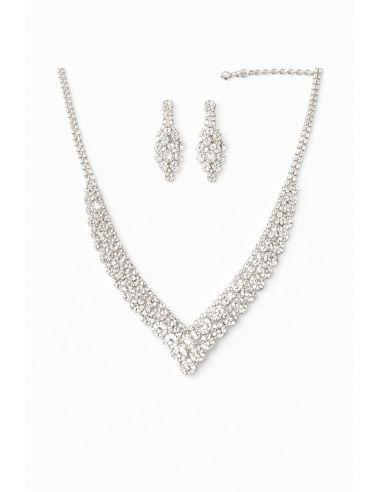 Parure Bijoux Argentée Strass – Collier & Boucles d’Oreilles Élégance Royale  - 1