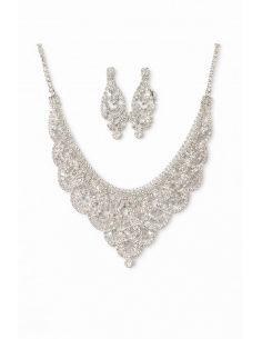 Parure Bijoux Argentée Strass – Collier & Boucles d’Oreilles Élégance Royale  - 1