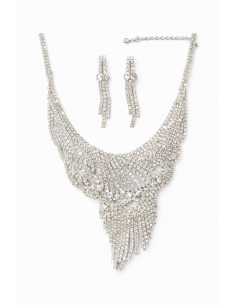 Parure Bijoux Argentée Strass – Collier & Boucles d’Oreilles Élégance Royale  - 1