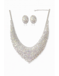 Parure Bijoux Argentée Strass – Collier & Boucles d’Oreilles Élégance Royale  - 1