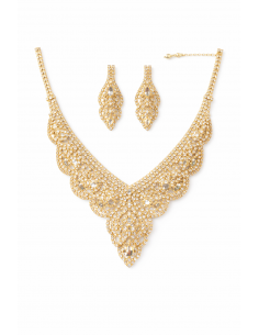 Parure Bijoux dorée Strass – Collier & Boucles d’Oreilles Élégance Royale  - 1