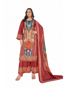 Tenue Pakistanaise Élégante Corail – Ensemble Salwar Kameez 3 pièces Ramadan & Aïd  - 1