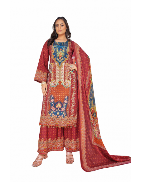 Tenue Pakistanaise Élégante Corail – Ensemble Salwar Kameez 3 pièces Ramadan & Aïd  - 1