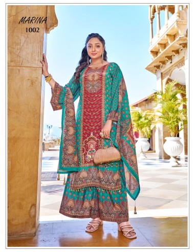 Tenue Pakistanaise Élégante Vert et Bordeaux – Ensemble Salwar Kameez 3 pièces Ramadan & Aïd  - 1