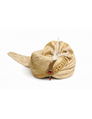Pagdi Homme Maharaja – Turban Indien de Mariage Élégant beige  - 1