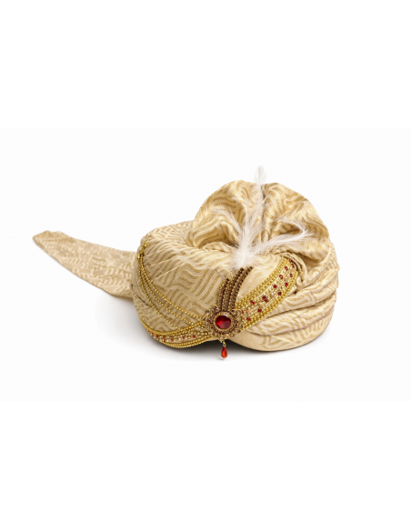 Pagdi Homme Maharaja – Turban Indien de Mariage Élégant beige  - 1