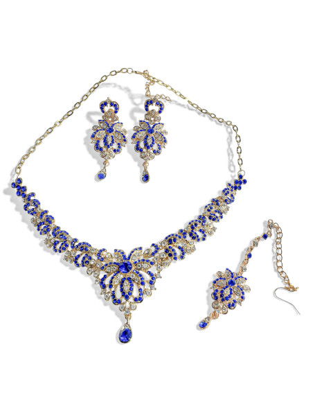 Parure de Bijoux Traditionnels Dorés avec Pierres Vertes et Perles ...