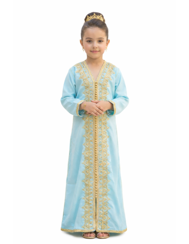 Caftan enfant fille AID brodé rose fuchsia– Robe orientale élégante Caf...