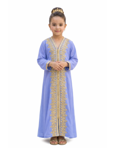 Caftan enfant fille AID brodé rose fuchsia– Robe orientale élégante Caf...