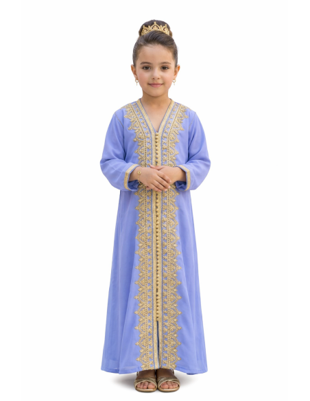 Caftan enfant fille AID brodé rose fuchsia– Robe orientale élégante Caf...