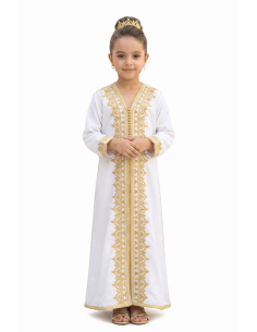Caftan enfant fille AID brodé rose fuchsia– Robe orientale élégante Caf...