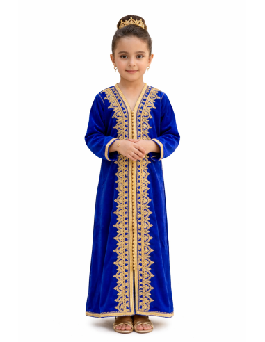 Caftan enfant fille AID brodé rose fuchsia– Robe orientale élégante Caf...