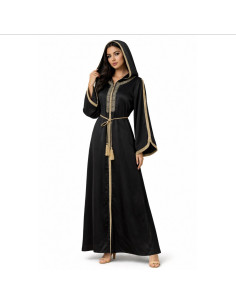 Caftan Robe orientale pas cher bleu royal doublure ceinture bleu ci...