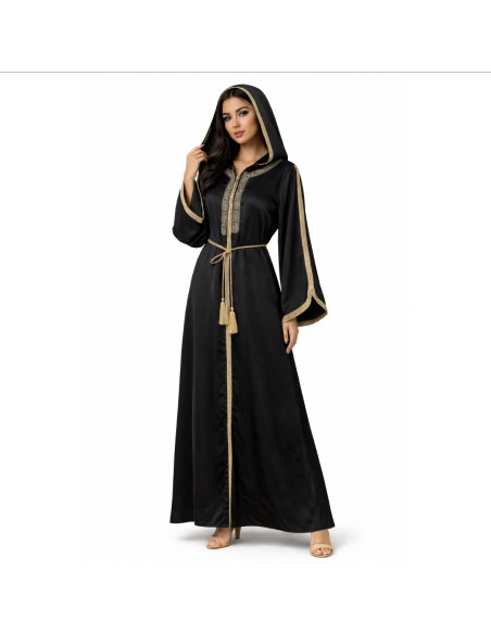 Caftan Robe orientale pas cher bleu royal doublure ceinture bleu ci...
