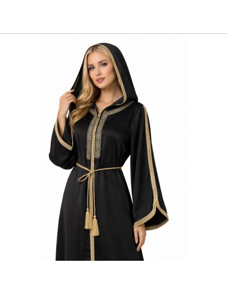 Caftan Robe orientale pas cher bleu royal doublure ceinture bleu ci...