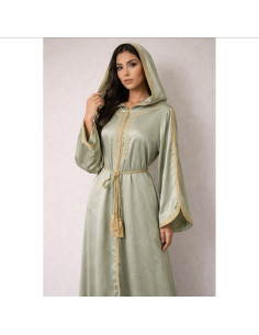 Caftan Robe orientale pas cher bleu royal doublure ceinture bleu ci... 2