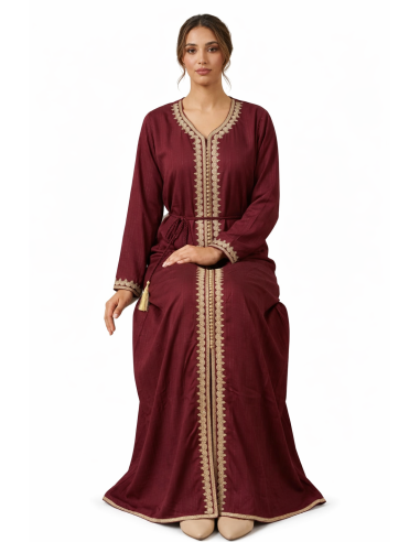 Caftan Robe orientale pas cher bleu royal doublure ceinture bleu ci...