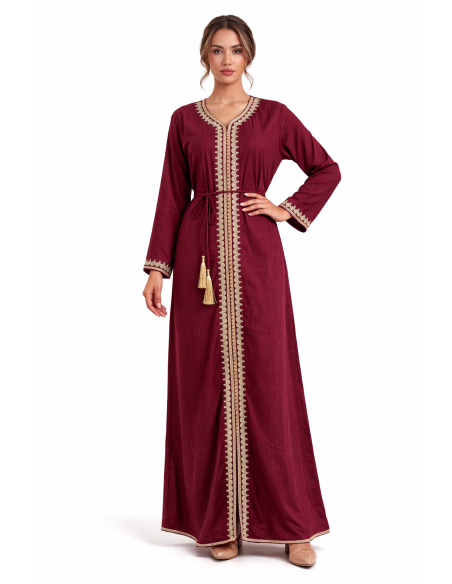 Caftan Robe orientale pas cher bleu royal doublure ceinture bleu ci...
