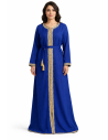 Caftan Robe orientale pas cher bleu royal doublure ceinture bleu ci...