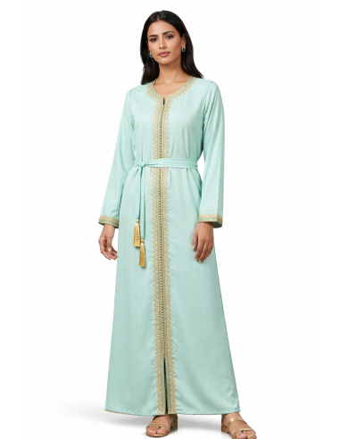 Caftan Robe orientale pas cher bleu royal doublure ceinture bleu ci...