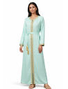 Caftan Robe orientale pas cher bleu royal doublure ceinture bleu ci...