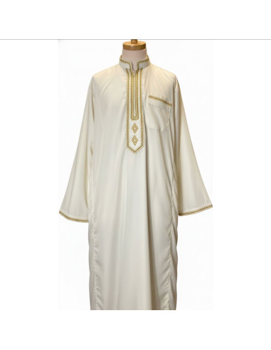 Qamis enfant garçon djellaba Kurta émirati blanc Enfant ( Tenue ind...