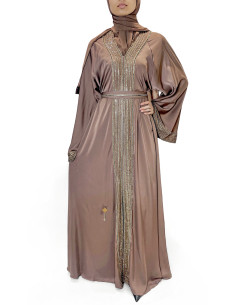 Abaya Dubai golden bronze or – Robe émirats élégante et moderne Caf...