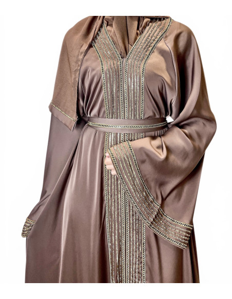 Abaya Dubai golden bronze or – Robe émirats élégante et moderne Caf...