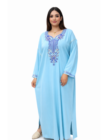 Robe de maison orientale bordeaux brodée – Confort et élégance pour...