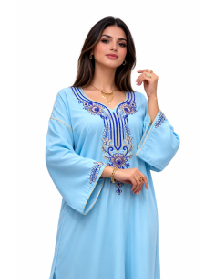 Robe de maison orientale bordeaux brodée – Confort et élégance pour... 2